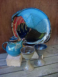 Plate, teapot & goblets